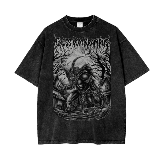 Metal Krampus Acid Wash Oversize T-Shirt - 250 GSM